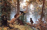 Famous Forest Paintings - Morning in the Pine-tree Forest